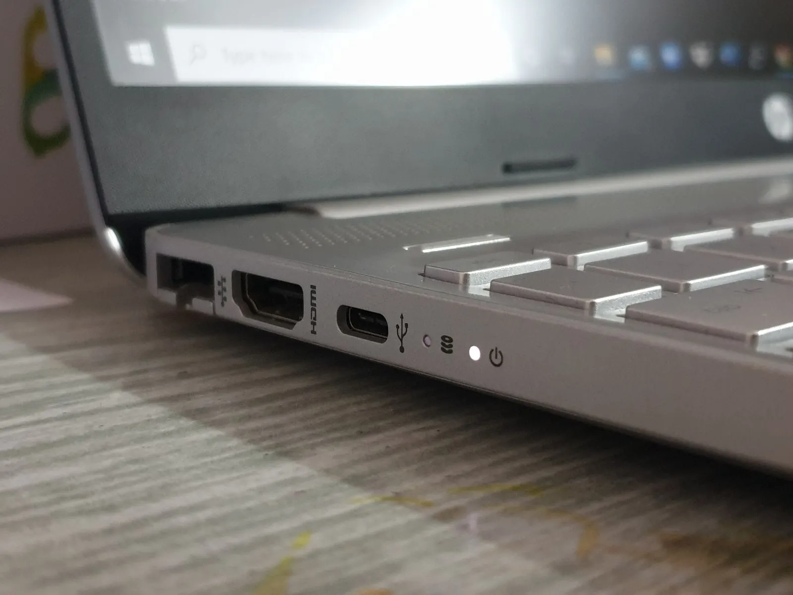 Close up of the ports along the side of a laptop