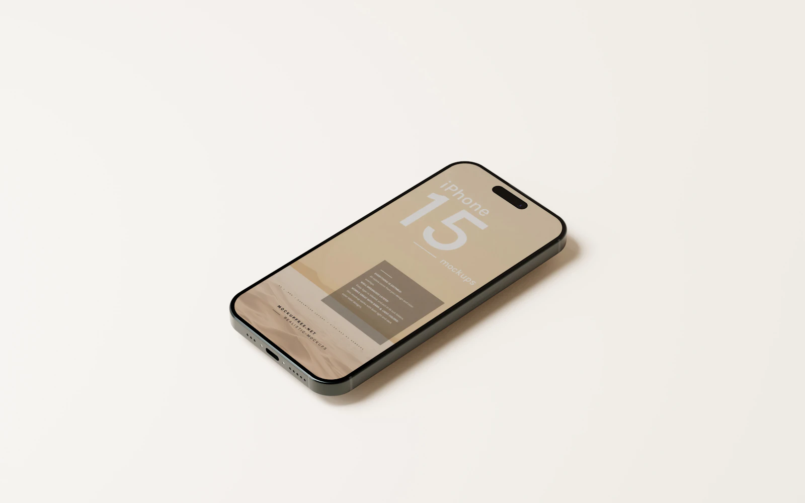 A recent iPhone lying on a plain white surface, its lock screen lit